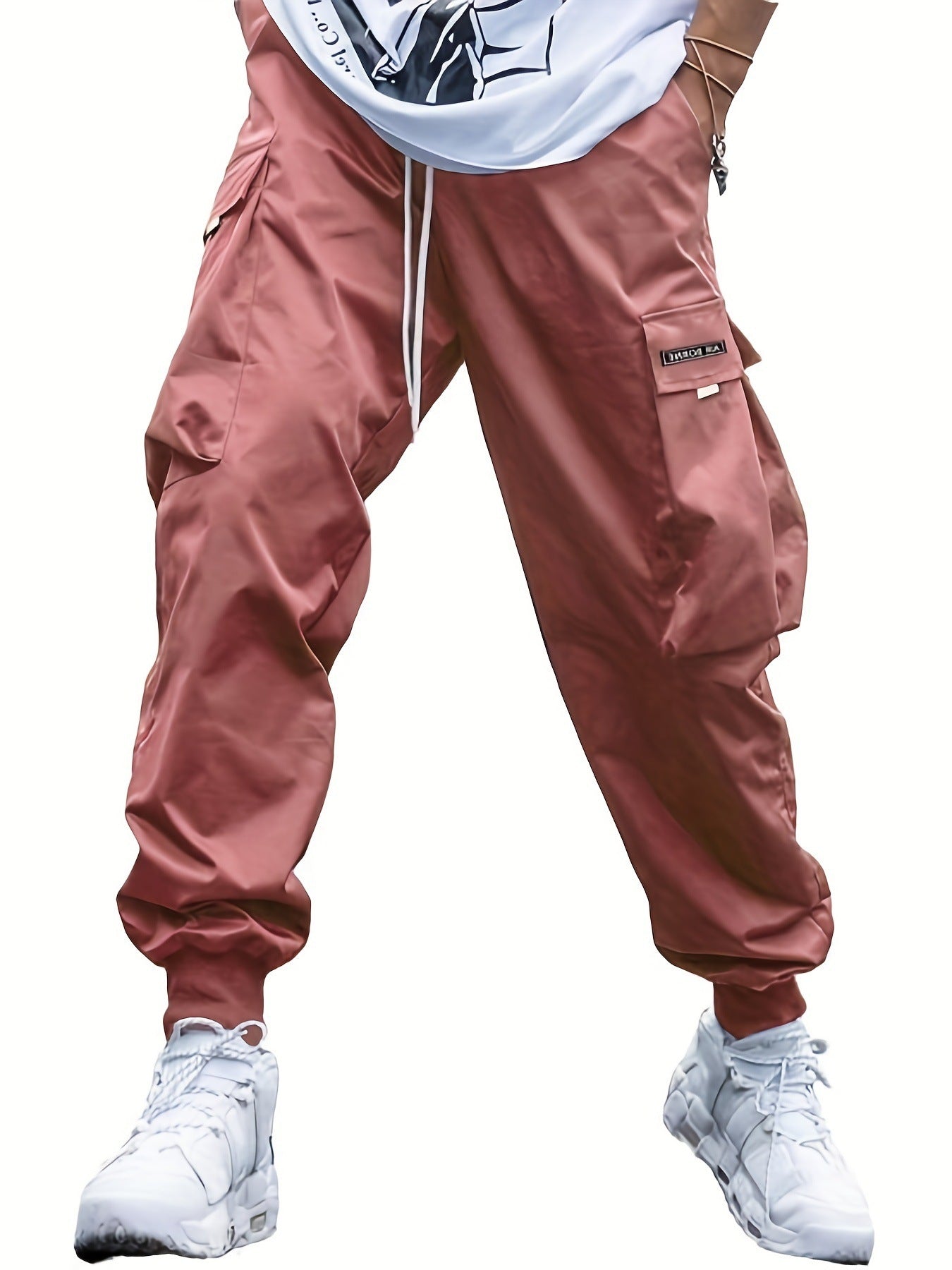 Multi-pocket Cargo Pants Men's Casual Hip-Hop Drawstring Trousers