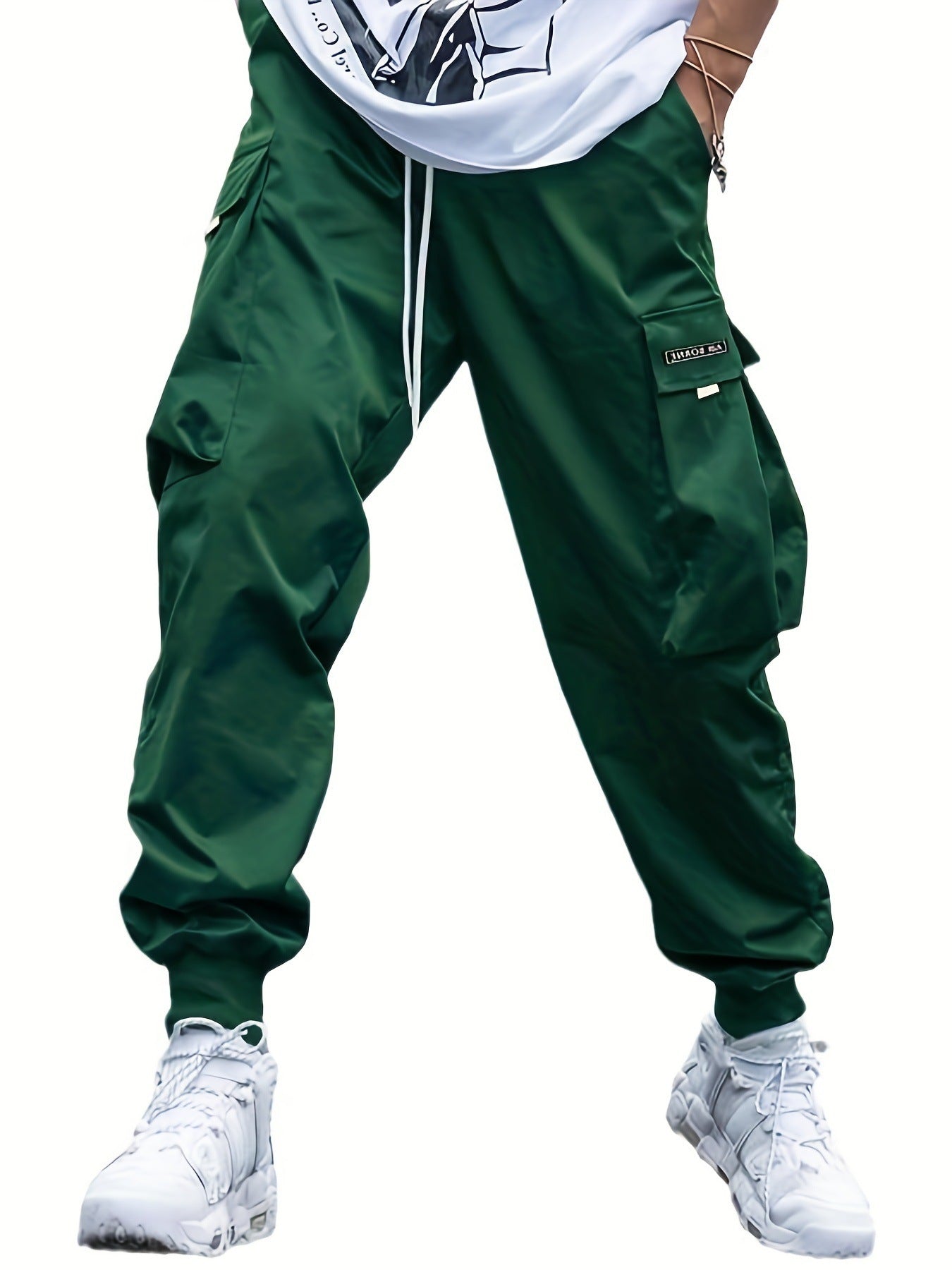Multi-pocket Cargo Pants Men's Casual Hip-Hop Drawstring Trousers