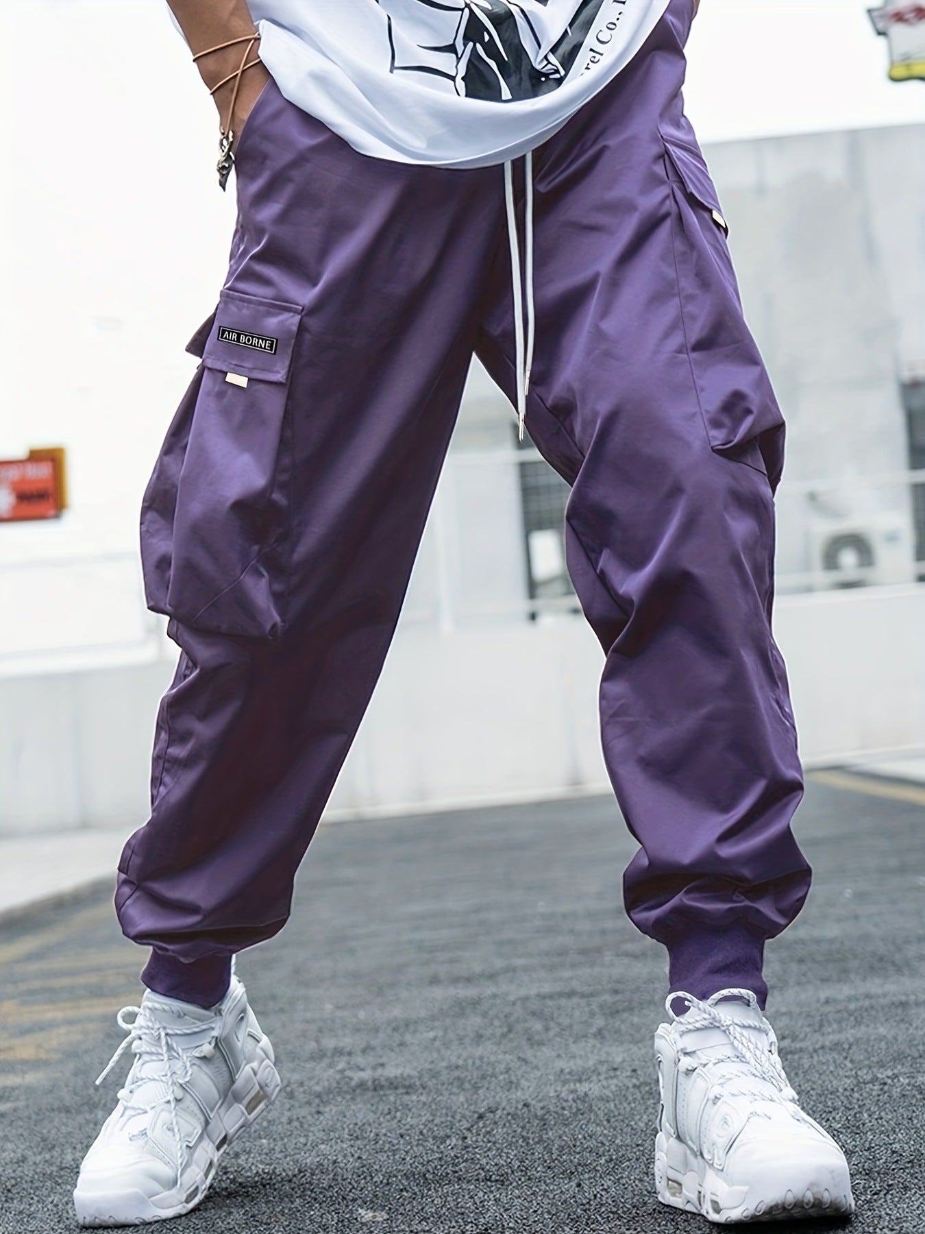 Multi-pocket Cargo Pants Men's Casual Hip-Hop Drawstring Trousers