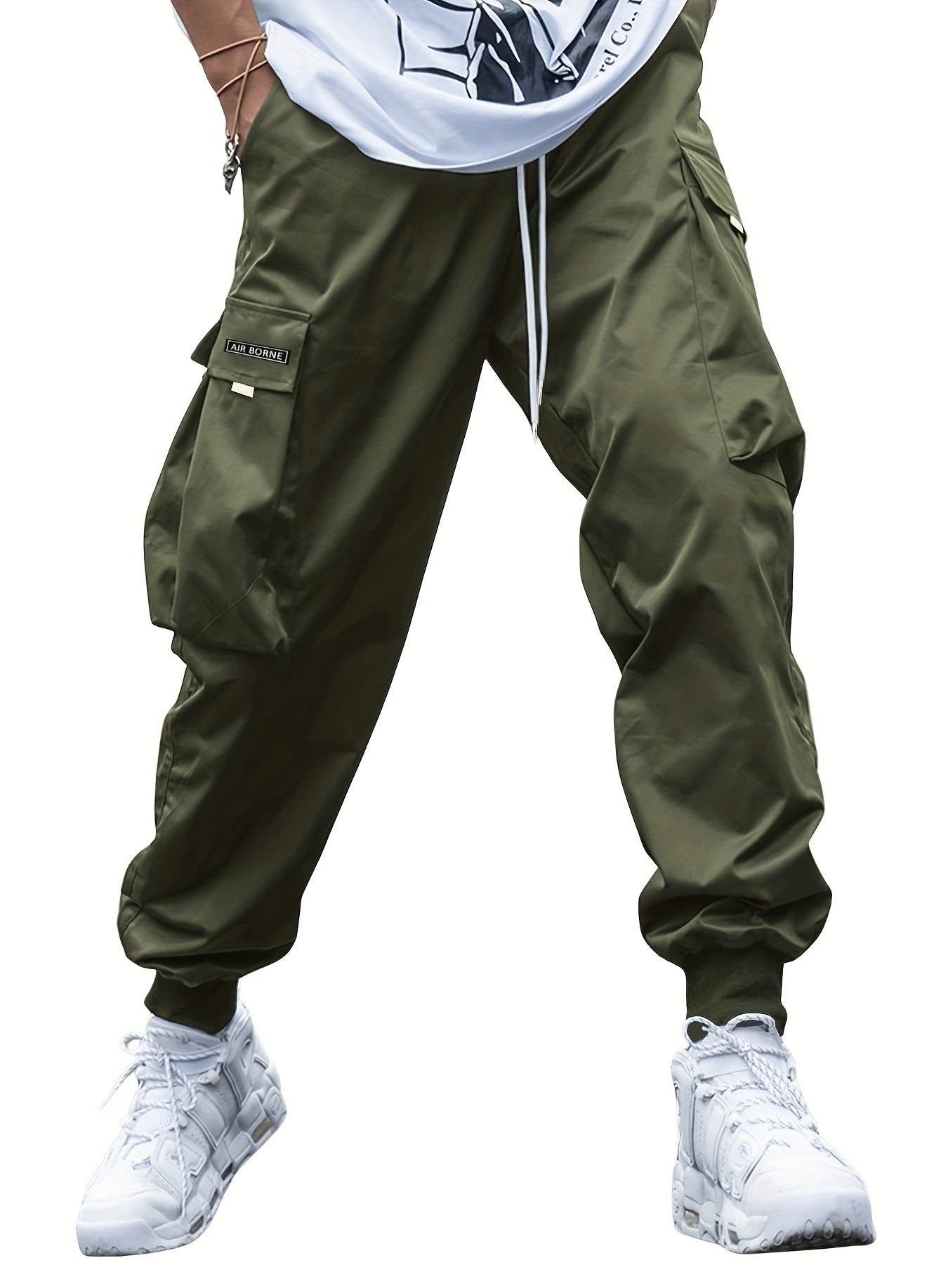 Multi-pocket Cargo Pants Men's Casual Hip-Hop Drawstring Trousers