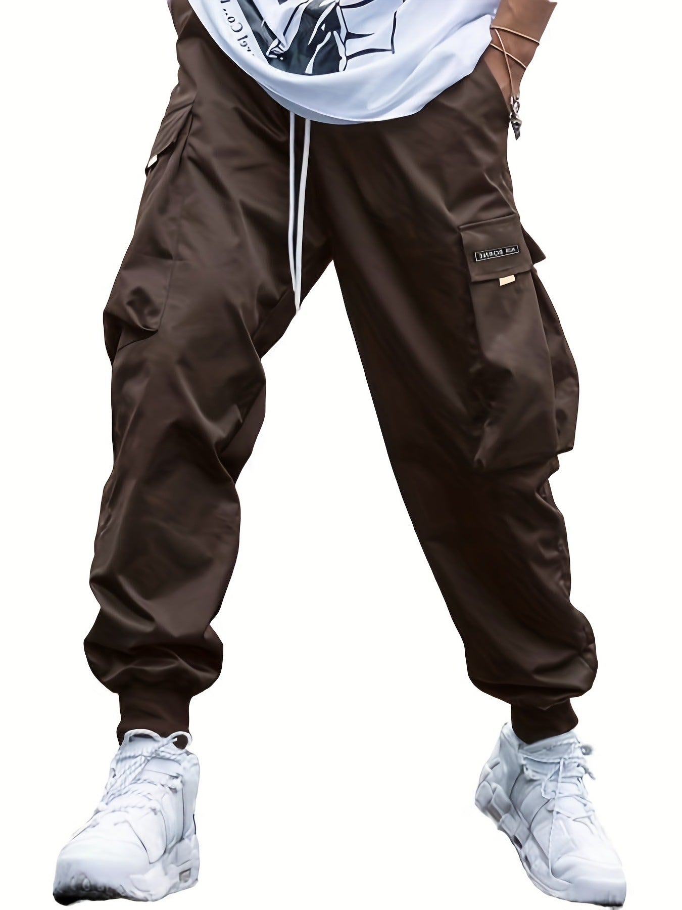 Multi-pocket Cargo Pants Men's Casual Hip-Hop Drawstring Trousers