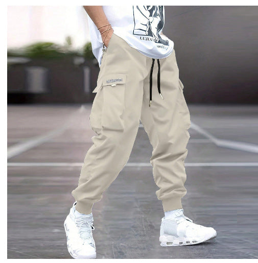 Multi-pocket Cargo Pants Men's Casual Hip-Hop Drawstring Trousers