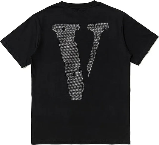 Men's Hip Hop V Letter Printed Cotton T-Shirt
