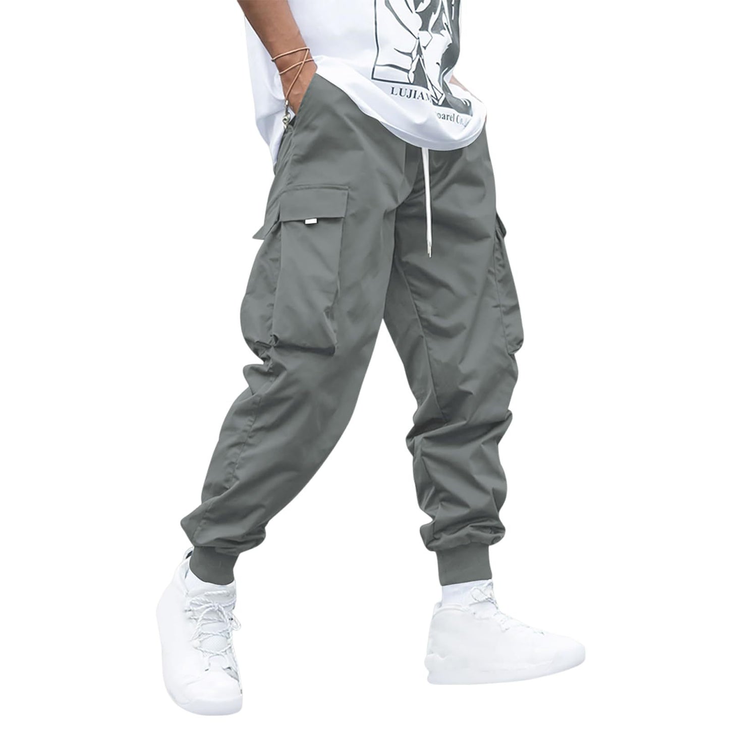 Multi-pocket Cargo Pants Men's Casual Hip-Hop Drawstring Trousers