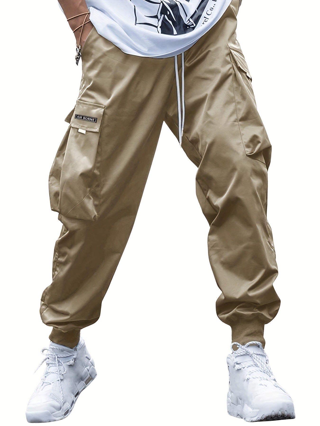 Multi-pocket Cargo Pants Men's Casual Hip-Hop Drawstring Trousers