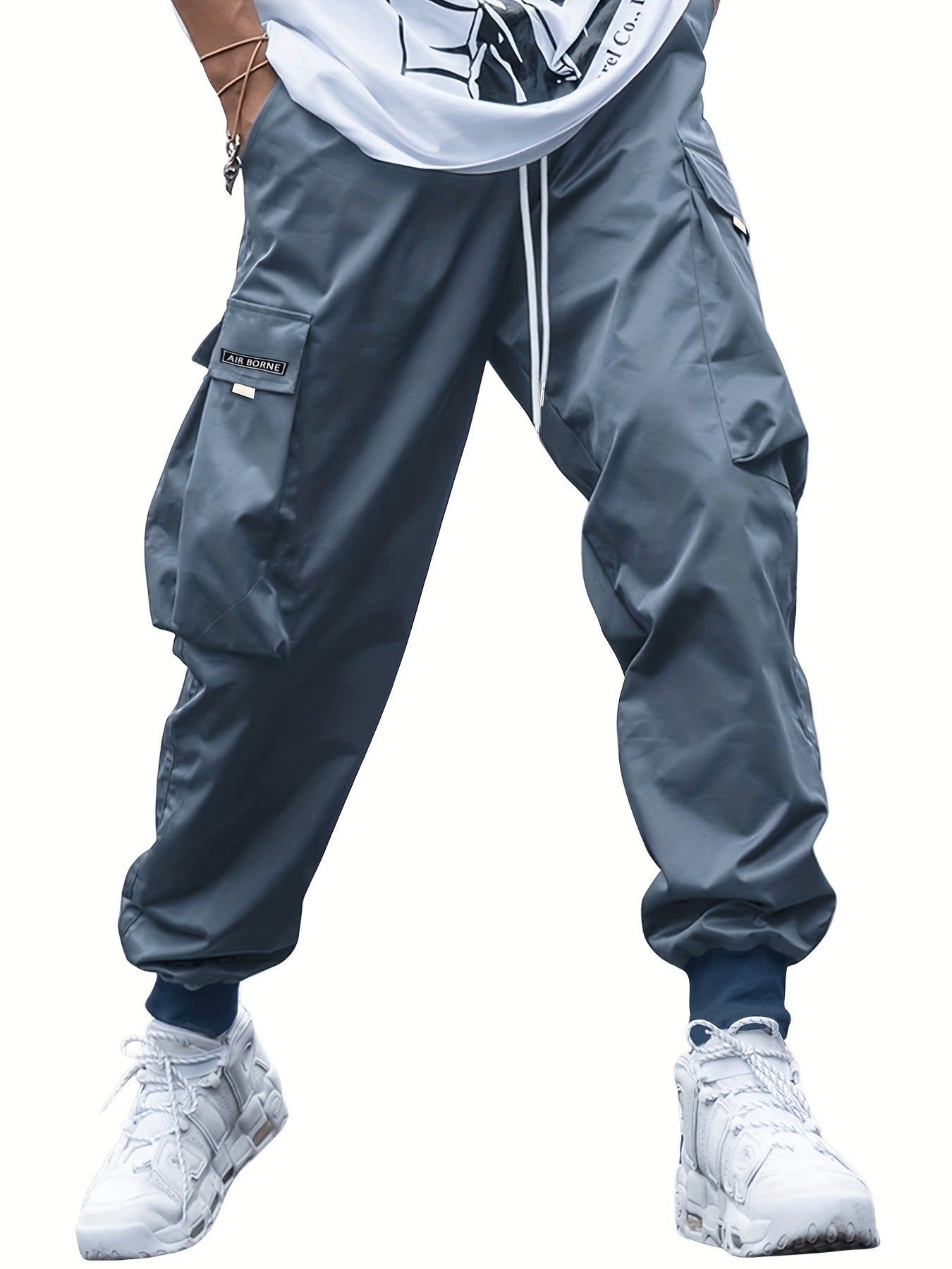Multi-pocket Cargo Pants Men's Casual Hip-Hop Drawstring Trousers